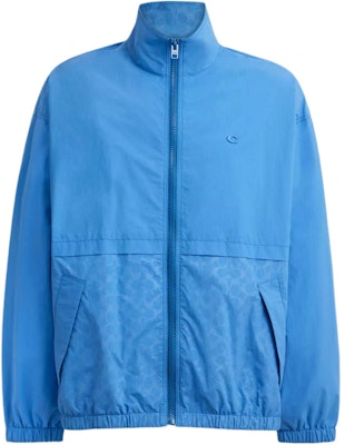 COACH Windbreaker Solid Color Zip-Up Jacket for Men - Blue CR358-BLU Order COACH Windbreaker Solid Color Zip-Up Jacket for Men - Blue CR358-BLU