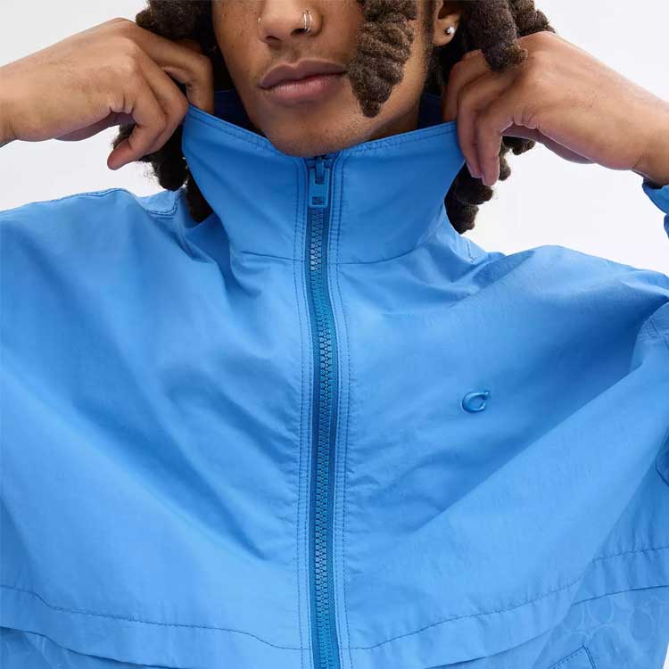 COACH Windbreaker Solid Color Zip-Up Jacket for Men - Blue CR358-BLU 圖 7
