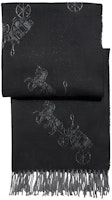 COACH Wool Cashmere Blend Scarf Unisex Black with Carriage Logo F76387-BLK COACH Wool Cashmere Blend Scarf Unisex Black with Carriage Logo F76387-BLK