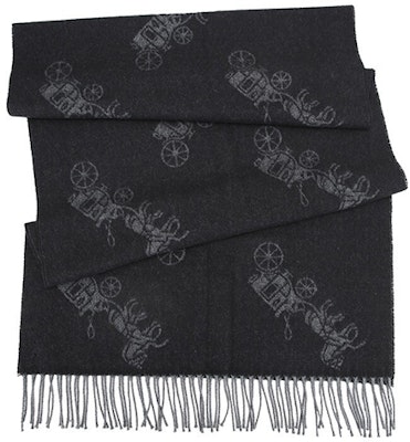 COACH Syal Campuran Wol dan Cashmere Unisex Hitam dengan Logo Kereta. F76387-BLK Shop COACH Syal Campuran Wol dan Cashmere Unisex Hitam dengan Logo Kereta. F76387-BLK
