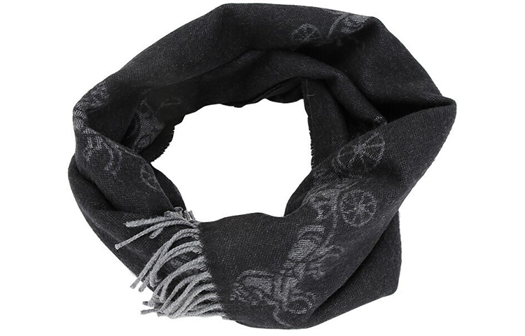 Purchase COACH Syal Campuran Wol dan Cashmere Unisex Hitam dengan Logo Kereta. F76387-BLK