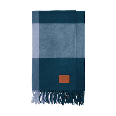 COACH Wool Knit Scarf Unisex Couples' Style Blue 76389-TWI
