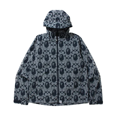 COACH A BATHING APE Blue Ape Head Monogram Hoodie Zip Jacket. 0ZXJKM31901CH