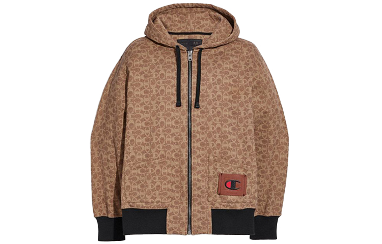 COACH Champion SS21 Full-Zip Brown Hoodie Jacket Casual Wear 87748-PN1