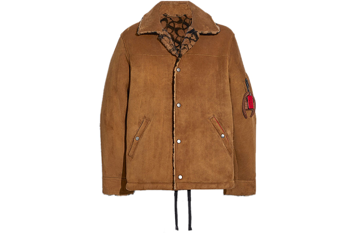 Coach Champion SS21 Shearling Long Sleeve Leather Jacket Tan () 3379-TAM