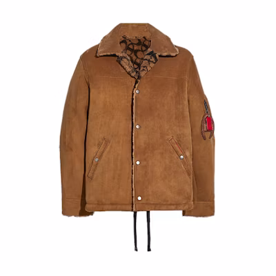 Coach Champion SS21 Shearling Long Sleeve Leather Jacket Tan () 3379-TAM