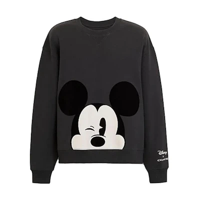 COACH Disney FW23 Mickey Mouse Print Crewneck Sweatshirt Black () CK697-A0R