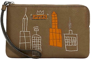 Coach x Jean Michel Basquiat Corner Zip Wristlet Crossbody Bag Beige Coach x Jean Michel Basquiat Corner Zip Wristlet Crossbody Bag Beige