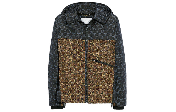 COACH Jordan Logo Print Hooded Zip Jacket Brown Jacket. C6712-TKF