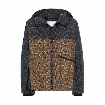 COACH Jordan Logo Print Hooded Zip Jacket Brown Jacket. C6712-TKF