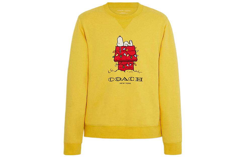 Coach x Peanuts Snoopy Lights Yellow Logo Print Crewneck Sweatshirt CE548-V1W