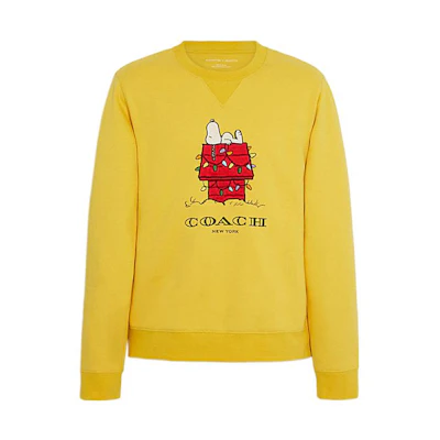 Coach Peanuts Snoopy Lights Yellow Logo Print Crewneck Sweatshirt CE548-V1W