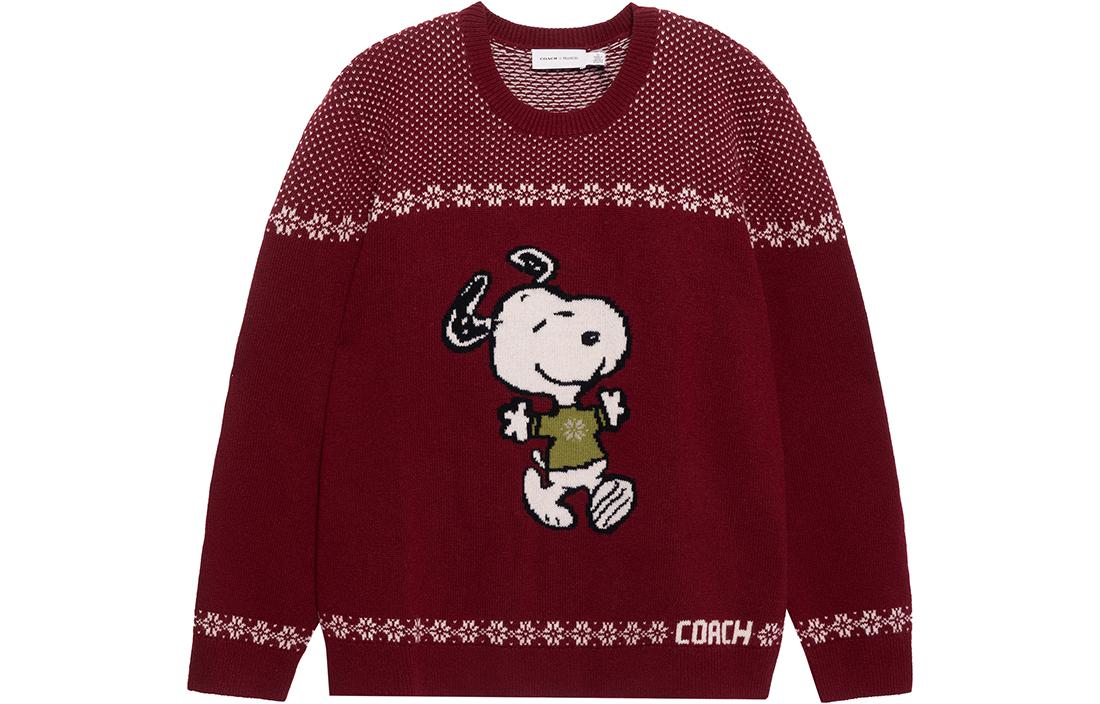 COACH x Snoopy FW22 Red Polka Dot Letter Intarsia Sweater . CE936-SIJ