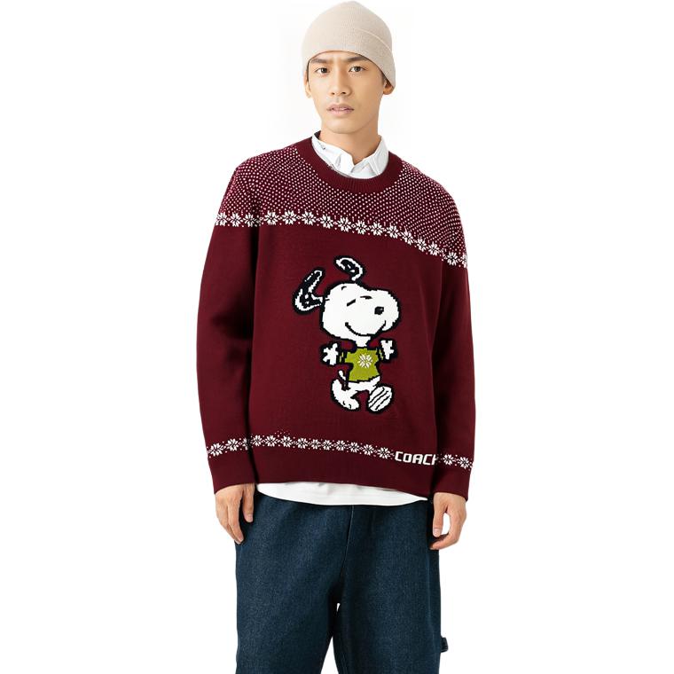 Shop COACH x Snoopy FW22 Red Polka Dot Letter Intarsia Sweater . CE936-SIJ