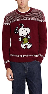 COACH x Snoopy FW22 Red Polka Dot Letter Intarsia Sweater . CE936-SIJ Details for COACH x Snoopy FW22 Red Polka Dot Letter Intarsia Sweater . CE936-SIJ
