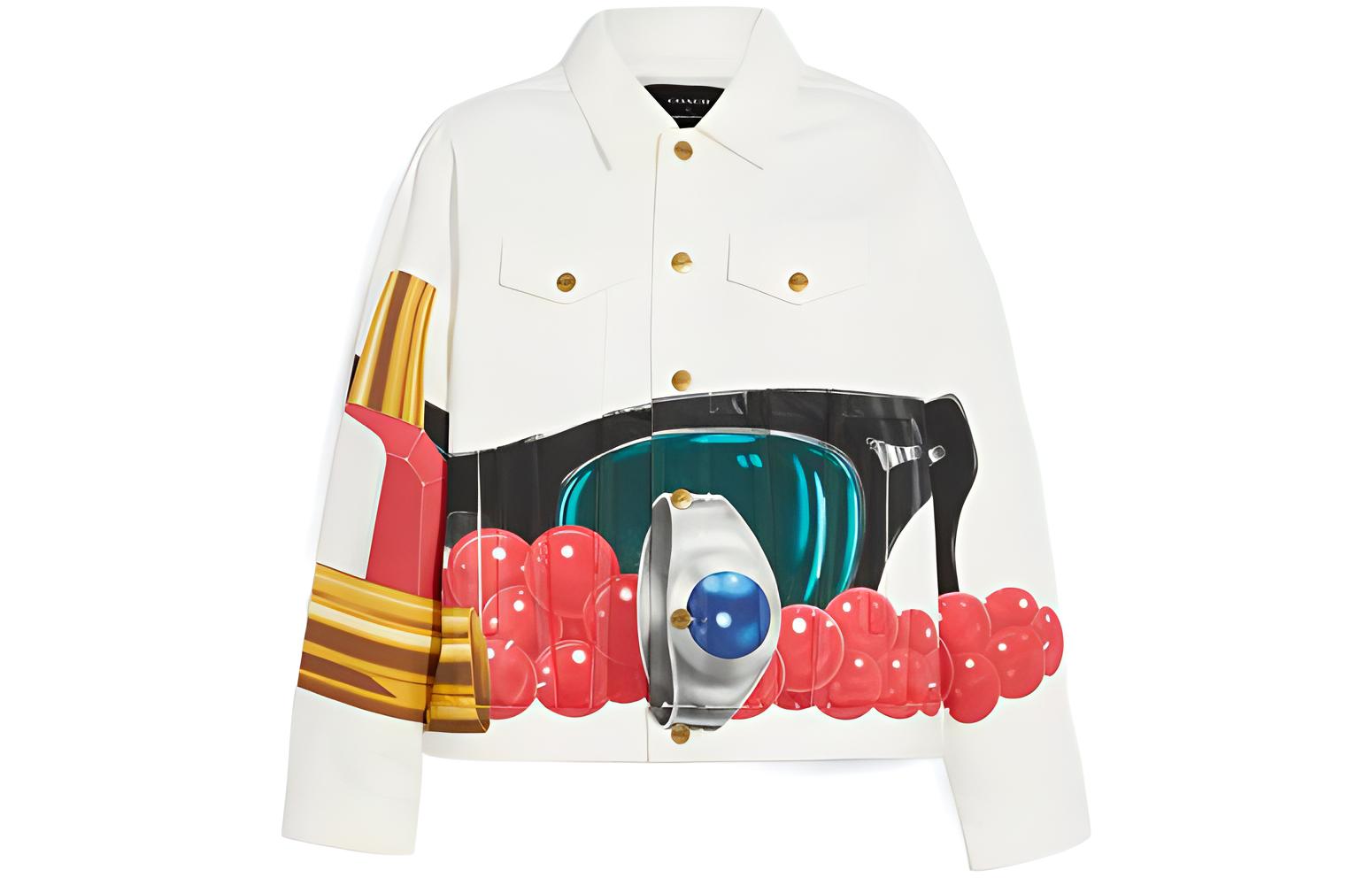 COACH x Tom Wesselmann FW22 White Printed Single-Breasted Jacket for Men CA243-Y05