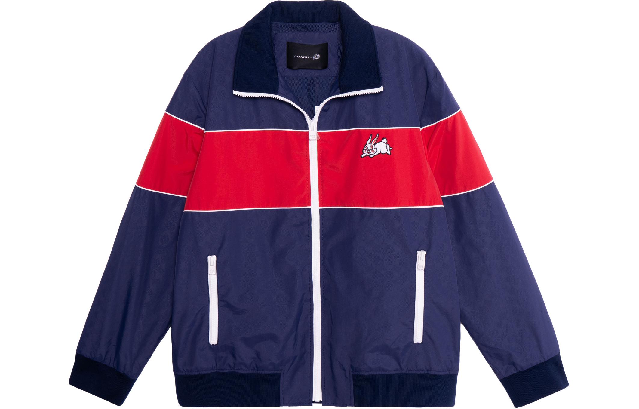 Lookbook COACH x White Rabbit FW22  Colorblock Bunny Print Hoodie Jacket Navy. CE137-NAY