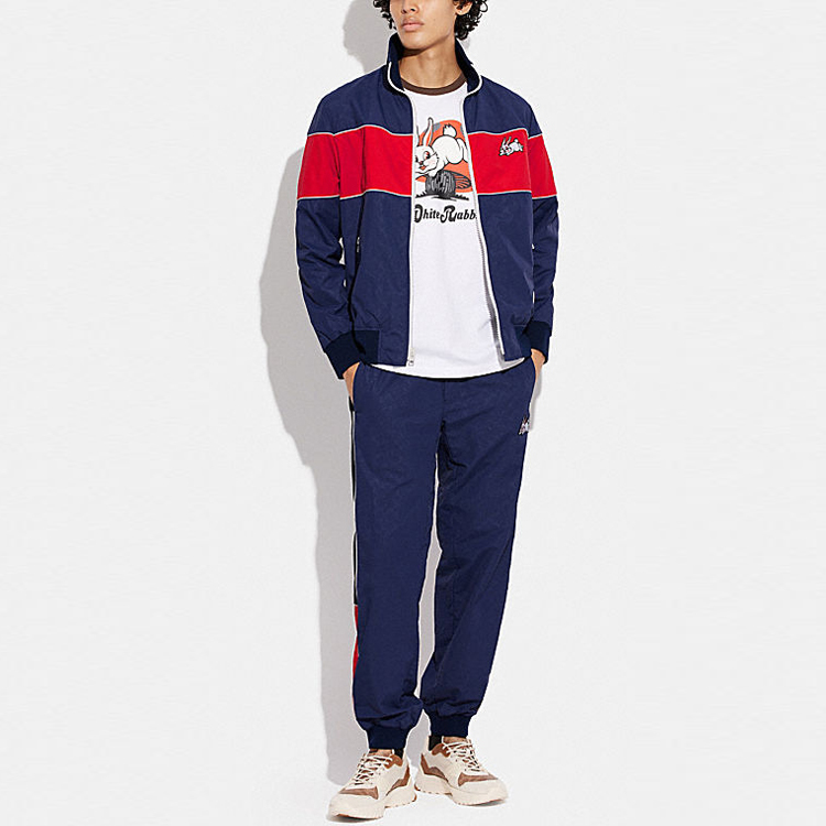 Purchase COACH x White Rabbit FW22  Colorblock Bunny Print Hoodie Jacket Navy. CE137-NAY