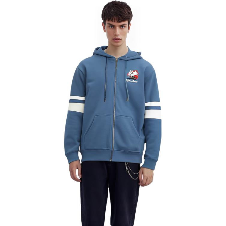 COACH White Rabbit Striped Cartoon Print Zip Hoodie Unisex Blue Mix. CG263-BL 圖 5