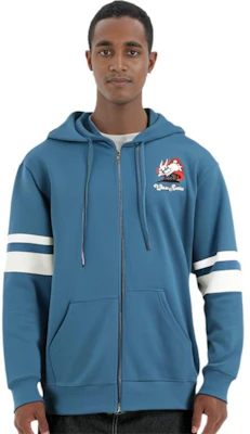 COACH x 白兔條紋卡通圖案拉鏈連帽衫 男女款 藍色混搭 CG263-BL Details for COACH x 白兔條紋卡通圖案拉鏈連帽衫 男女款 藍色混搭 CG263-BL