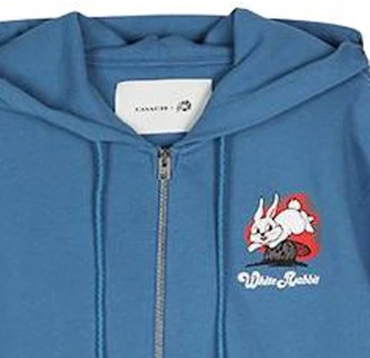 COACH x 白兔條紋卡通圖案拉鏈連帽衫 男女款 藍色混搭 CG263-BL Sizing COACH x 白兔條紋卡通圖案拉鏈連帽衫 男女款 藍色混搭 CG263-BL