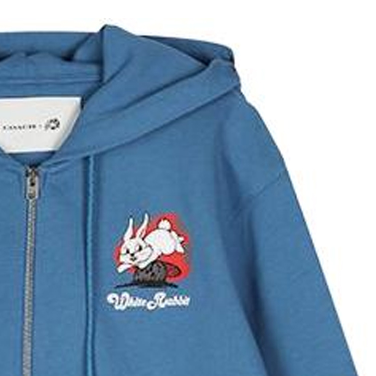 COACH White Rabbit Striped Cartoon Print Zip Hoodie Unisex Blue Mix. CG263-BL 圖 8