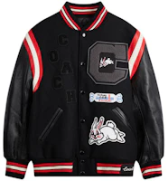 COACH x White Rabbit Varsity Animal Print Casual Jacket Black for Men CF416-BLC COACH x White Rabbit Varsity Animal Print Casual Jacket Black for Men CF416-BLC