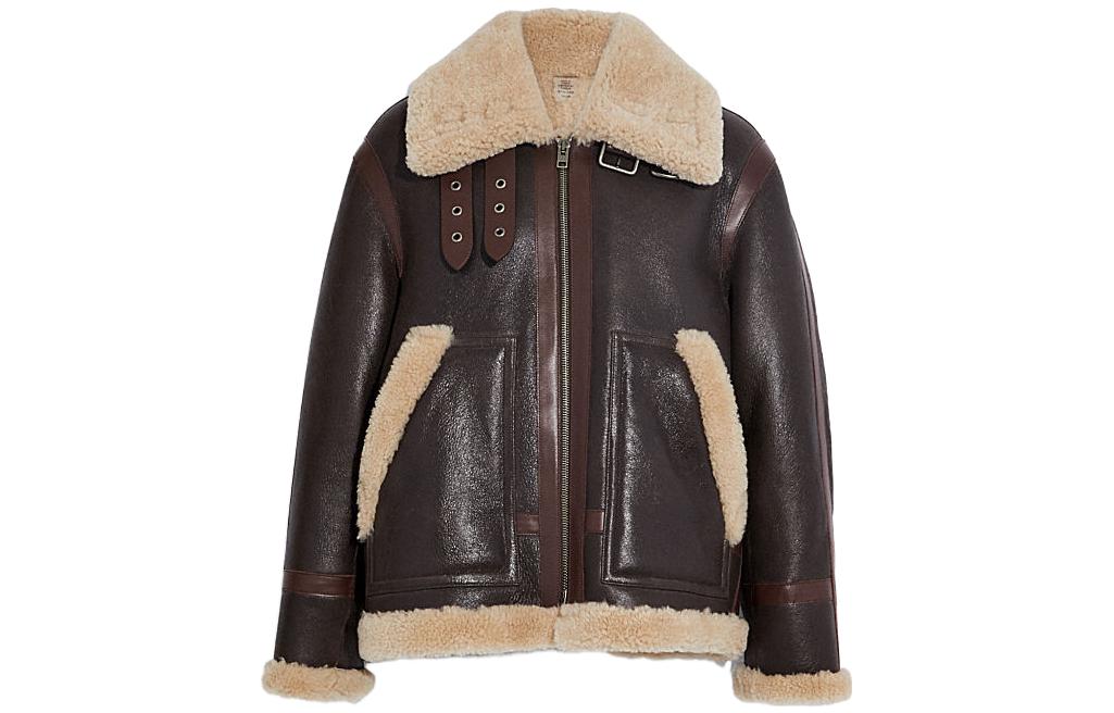 COACH Zip-Up Jacket with Collar in Dark Brown CE339-UW9