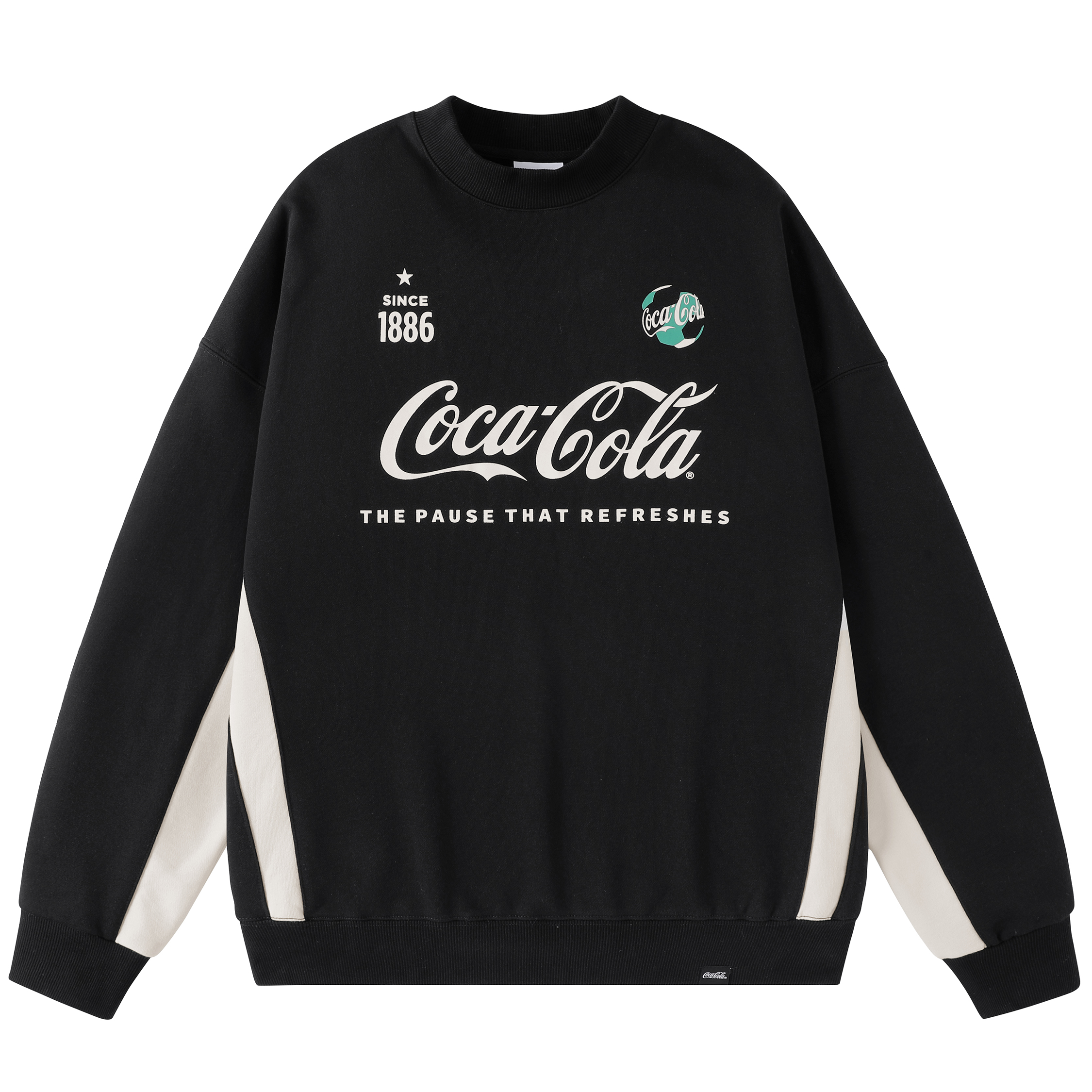 Coca-Cola x World Cup Striped Patchwork Oversized Fleece Crewneck Sweater Unisex 800413218