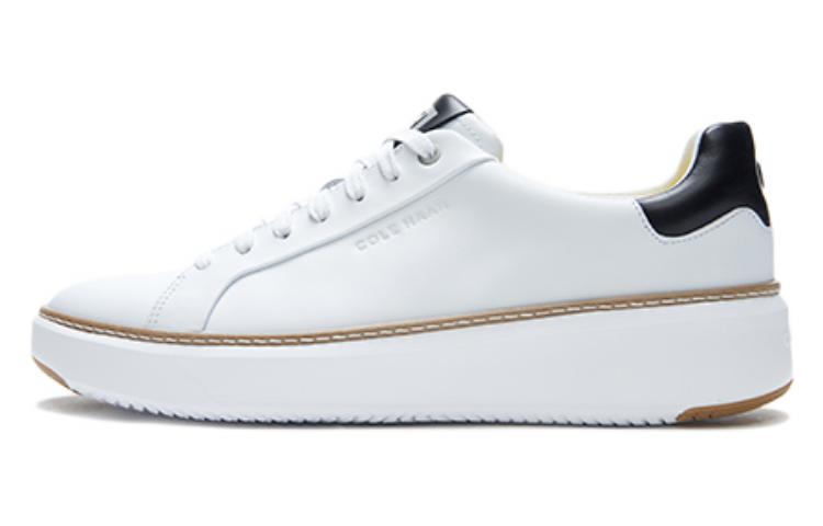 Cole Haan Classic White Leather Sneakers with Black Heel Tab C34226