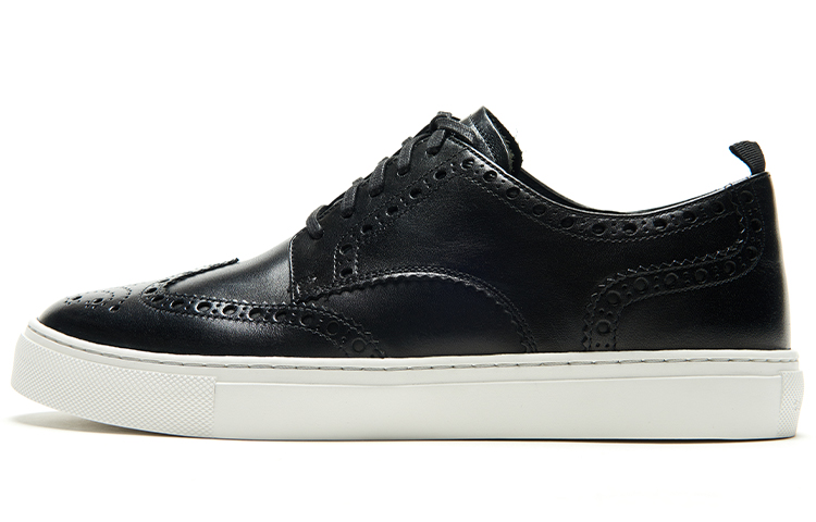 Cole Haan Leather Brogue Classic Vintage Low-Top Fashion Sneakers Black Men C35599
