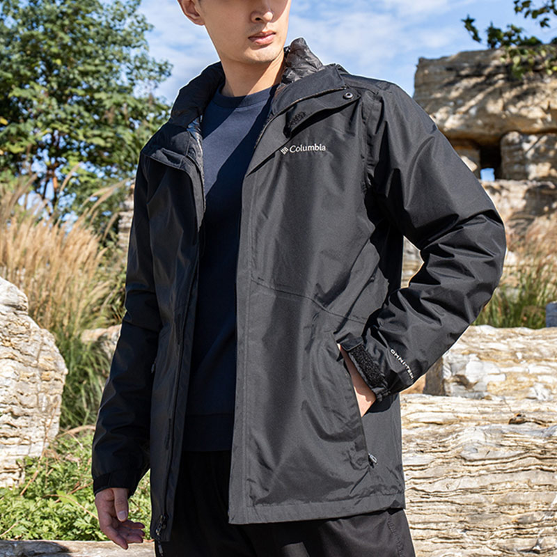 Details for Columbia 3-in-1 Detachable Hooded Jacket Black Outdoor Hiking Windproof Warm XE1504-010