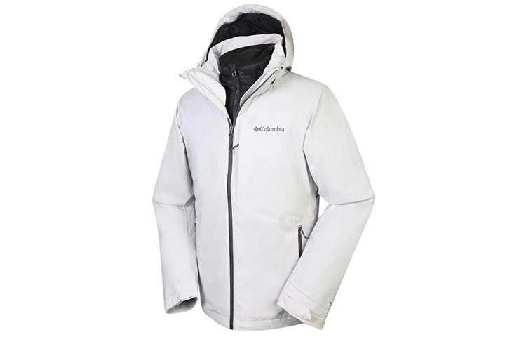 Columbia 3-in-1 Outdoor Jacket Waterproof Windproof Warm Light Gray WE1157043