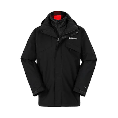 Columbia 3-in-1 Waterproof Windproof Hooded Jacket Black Outdoor Hiking WE1273-012