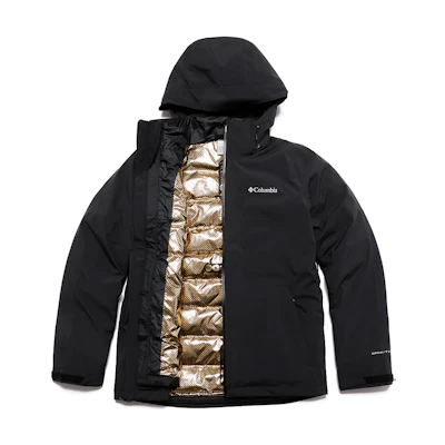 Columbia 3-in-1 Waterproof Windproof Insulated Hooded Jacket Black. WE6347-010