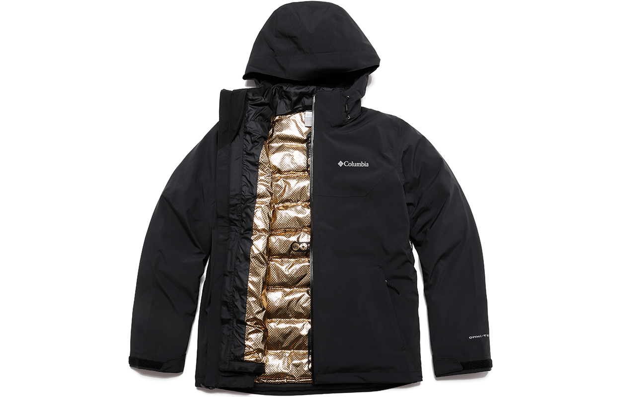 Lookbook Chaqueta Columbia 3-en-1 Impermeable Aislada con Capucha Negro. WE6347-010