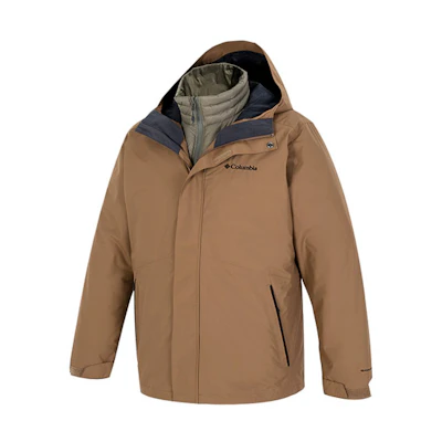 Columbia 3-in-1 Detachable Hooded Jacket Brown Outdoor Wear XE1504-257