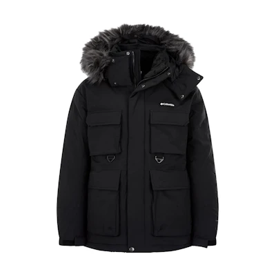 Columbia Black Insulated Puffer Jacket with Removable Hood and Utility Pockets YM3385-010