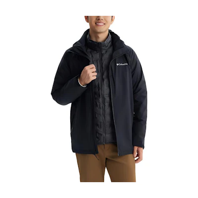 Columbia Black Waterproof Down Jacket with Hood - Windproof & Stylish. XE5489-010