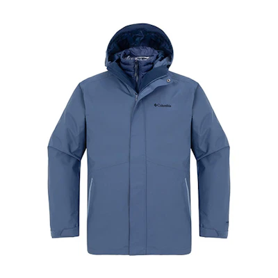 Columbia Blue 3-in-1 Waterproof Windproof Jacket with Logo Print. XE1504-478