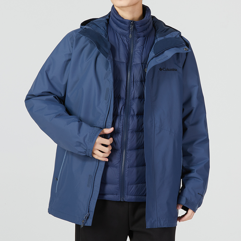 Details for Columbia  Blue 3-in-1 Waterproof Windproof Jacket with Logo Print. XE1504-478