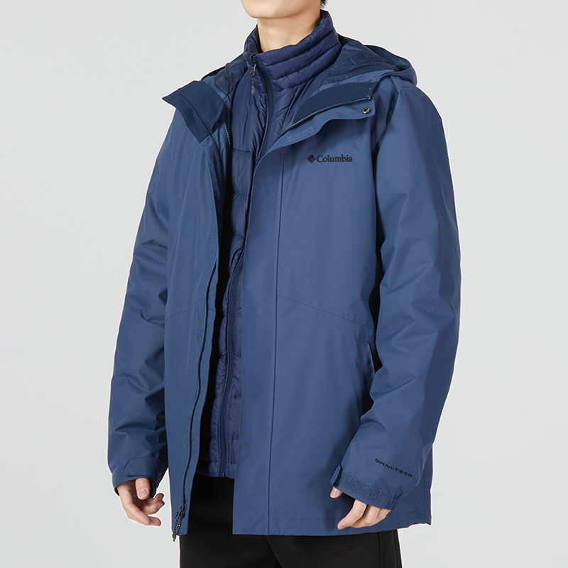 Cheap Columbia  Blue 3-in-1 Waterproof Windproof Jacket with Logo Print. XE1504-478