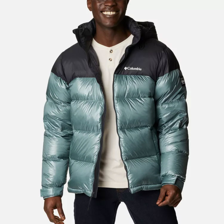 Shop 컬럼비아 블루 컬러블록 로고 프린트 후드 집업 재킷 1985471-346