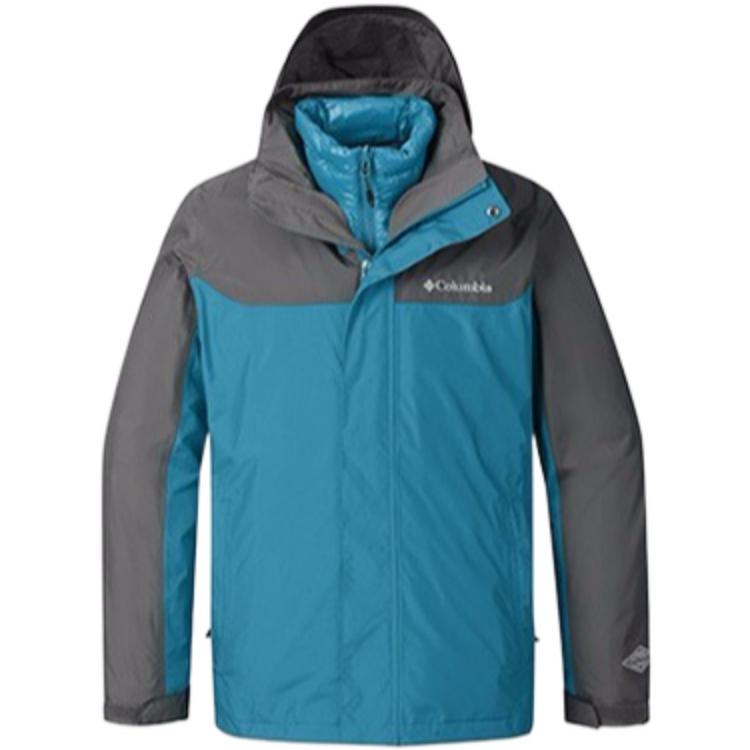 Columbia  Blue Waterproof Hiking Jacket with Detachable Down Liner. PM1339 489