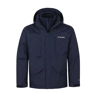 Columbia Navy 3-in-1 Hooded Jacket for Hiking, Travel, and Urban Outdoor. WE1725-464