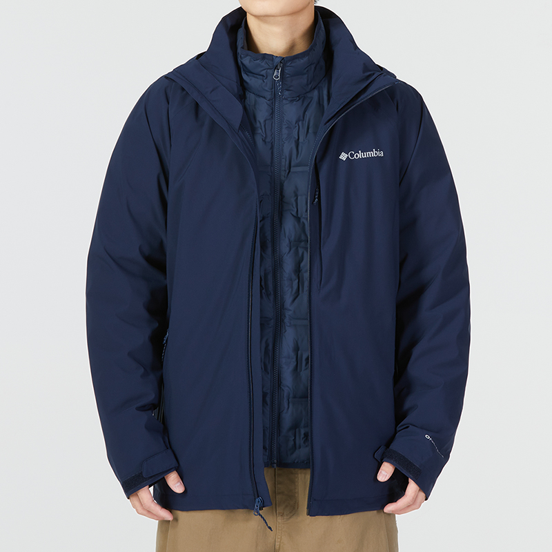Details for Columbia  Navy Blue Thermal 3-in-1 Durable Logo Jacket. WE1157-464