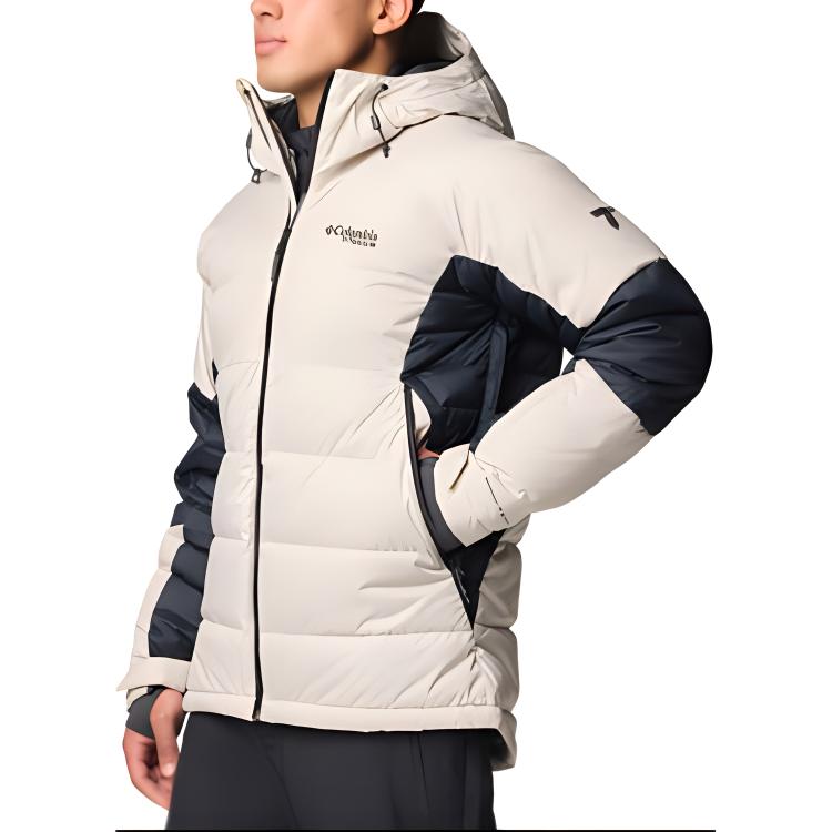 Purchase Columbia  Roaring Fork Hooded Zip Long Down Jacket Beige 2087341-278