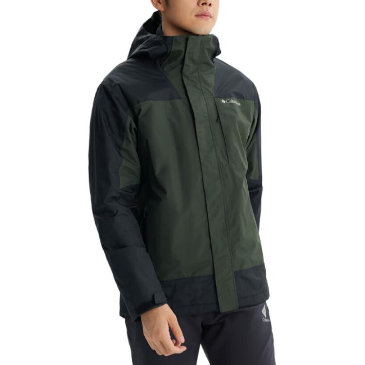 Lookbook 哥倫比亞防水防風透氣連帽戶外外套 - 深綠色 XE5220-366