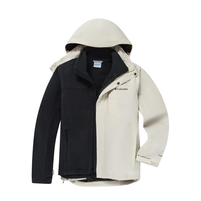 Columbia Beige 3-in-1 Fleece Jacket Waterproof Windproof Outdoor Coat 2090332278