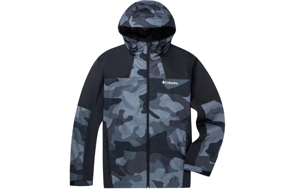 Columbia Black Camo Hooded Waterproof Windproof Breathable Jacket for Men WE3535-012